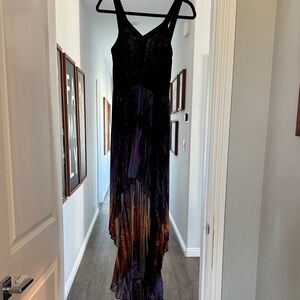 bebe Black and Purple High Low Dress